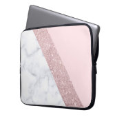 weißes Marmorrosa des eleganten girly Laptopschutzhülle (Vorderseite Links)