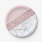 weißes Marmorrosa des eleganten girly Pappteller (Vorderseite)