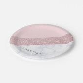 weißes Marmorrosa des eleganten girly Pappteller (Schrägansicht)