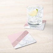 weißes Marmorrosa des eleganten girly Rechteckiger Pappuntersetzer (Vor Ort)