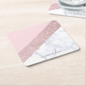 weißes Marmorrosa des eleganten girly Rechteckiger Pappuntersetzer (angewinkelt)