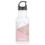 Weißes Marmorrosa des eleganten girly Trinkflasche (Vorderseite)