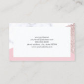 Weißes Marmorrosa des eleganten girly Visitenkarte (Rückseite)