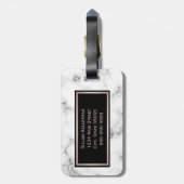 Weißes MarmorRosen-Goldmit Monogramm Name Gepäckanhänger (Rückseite vertikal)