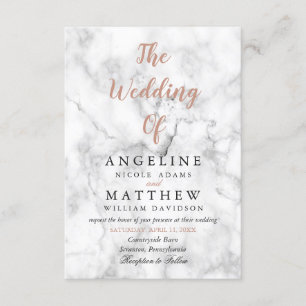 Weißes MarmorRosen-Goldmoderne Einladung