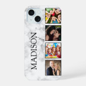 Weißes Marmorstein-Muster iPhone 15 Hülle (Rückseite)