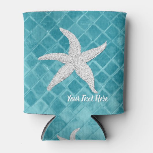 Weißes Meerbarsch Aqua Sea Glass Dein Text Dosenkühler (Vorderseite)