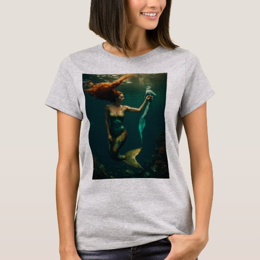 Weißes Meerjungfrau-Kurzschläfchen-T - Shirt-Girls T-Shirt (Vorderseite)