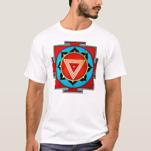 Weißes mehrfarbiges Kali Yantra T-Shirt