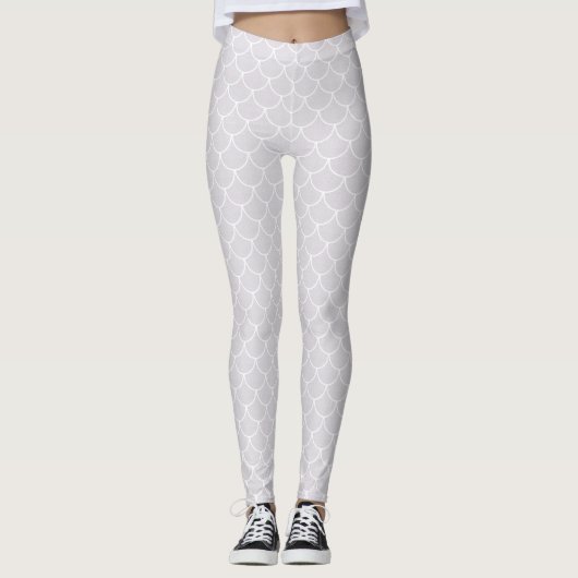 Weißes Mermaid-Muster Leggings (Vorderseite)