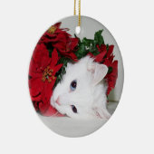 Weißes Miezekatze Weihnachten Keramikornament (Rechts)