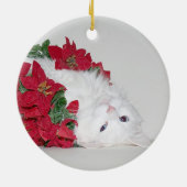 Weißes Miezekatze Weihnachten Keramikornament (Hinten)
