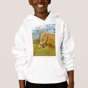 Weißes Miniaturroh hellblau Hoodie