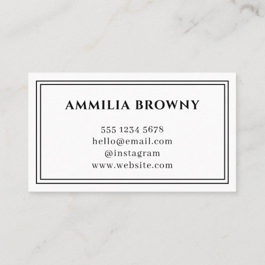 Weißes Minimal-Logo | Modernes elegantes Design Visitenkarte (Rückseite)