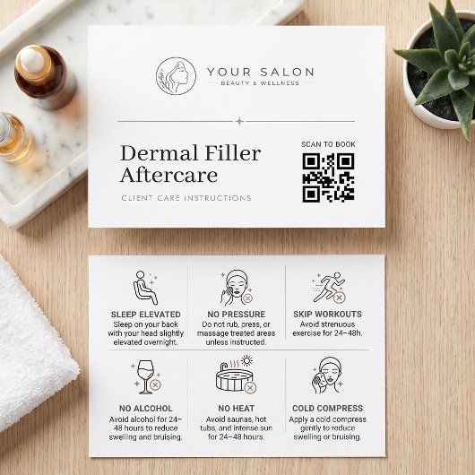 Weißes minimales Filler-Aftercare-QR-Code-Logo