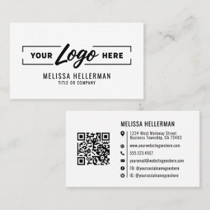 Weißes minimalistisches benutzerdefiniertes QR-Cod Visitenkarte