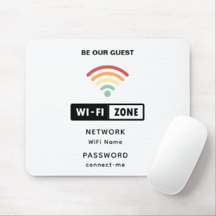Weißes Minimalistisches einfaches Wifi-Kennwort Mousepad