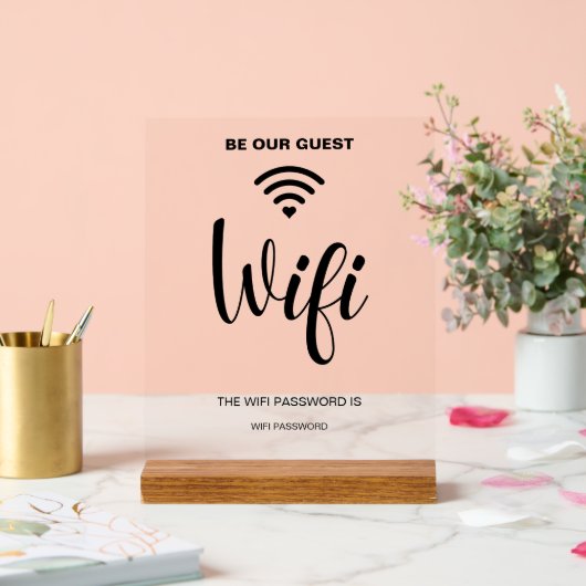 Weißes Minimalistisches einfaches Wifi-Passwort -  Acrylschild (Hochzeit)