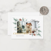Weißes Minimalistisches Foto Rahmen Merlin Weihnac Mitteilungskarte (Vorderseite/Rückseite Beispiel)