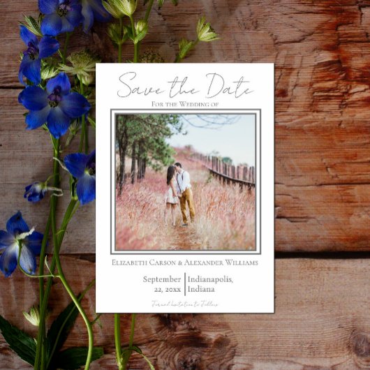 Weißes Minimalistisches Foto Save the Date