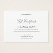 Weißes Minimalistisches Geschenkgutschein (Rückseite)