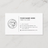 Weißes minimalistisches kreisförmiges Logo-Script Visitenkarte (Vorderseite)