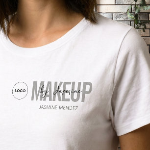 Weißes minimalistisches Makeup-Artis-Logo Mitarbei T-Shirt