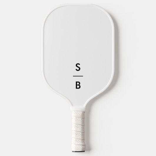 Weißes Minimalistisches Monogramm Pickleball Schläger (Vorderseite)