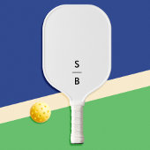 Weißes Minimalistisches Monogramm Pickleball Schläger