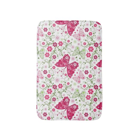 Weißes mit Blumenmuster Badematte (Vorderseite Vertikal)