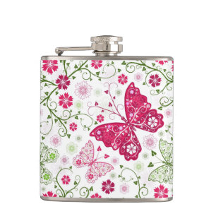 Weißes mit Blumenmuster Flachmann