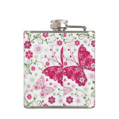 Weißes mit Blumenmuster Flachmann (Rückseite)