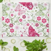 Weißes mit Blumenmuster Geschirrtuch (Gefaltet)