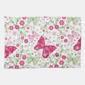 Weißes mit Blumenmuster Geschirrtuch (Horizontal)