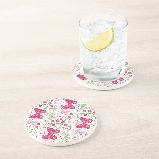 Weißes mit Blumenmuster Getränkeuntersetzer (Seite)