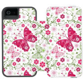 Weißes mit Blumenmuster Incipio iPhone Geldbeutel-Hülle (Folio Geöffnet)