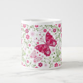 Weißes mit Blumenmuster Jumbo-Tasse (Vorderseite)