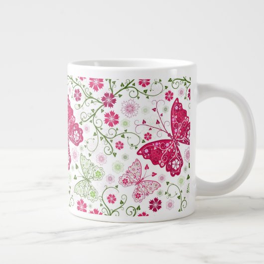 Weißes mit Blumenmuster Jumbo-Tasse (Rechts)