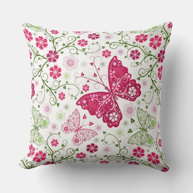 Weißes mit Blumenmuster Kissen (Vorderseite)