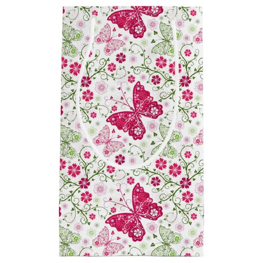 Weißes mit Blumenmuster Kleine Geschenktüte (Vorderseite)