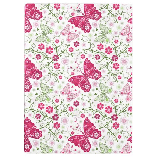 Weißes mit Blumenmuster Klemmbrett (Rückseite)