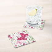 Weißes mit Blumenmuster Rechteckiger Pappuntersetzer (Vor Ort)