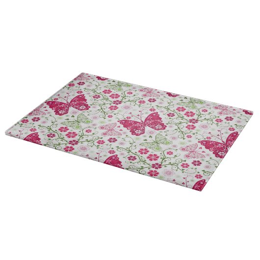Weißes mit Blumenmuster Schneidebrett (Ecke)