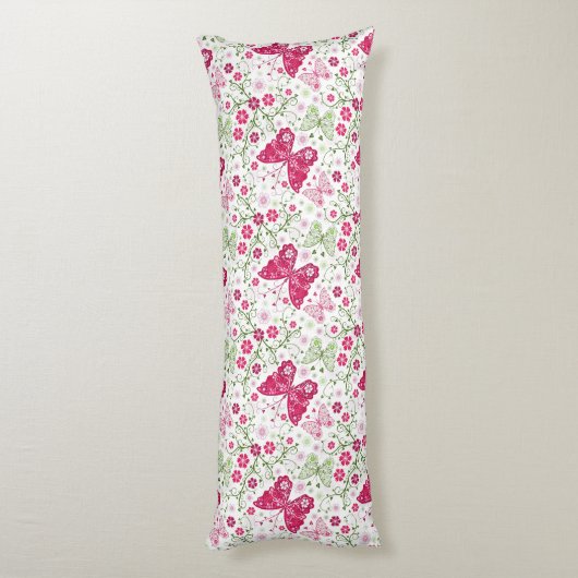 Weißes mit Blumenmuster Seitenschläferkissen (Rückseite (Vertikal))