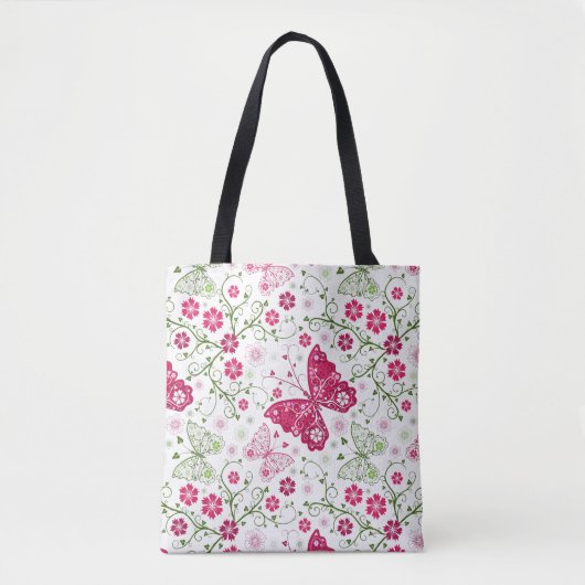 Weißes mit Blumenmuster Tasche (Vorderseite)