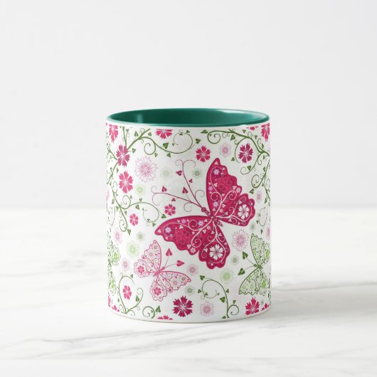 Weißes mit Blumenmuster Tasse (Zentrum)