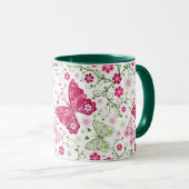 Weißes mit Blumenmuster Tasse (VorderseiteRechts)