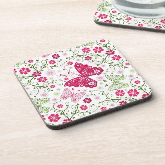 Weißes mit Blumenmuster Untersetzer (Linke Seite)