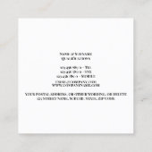 Weißes modernes Chic des Quadratische Visitenkarte (Rückseite)