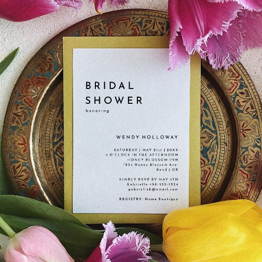 Weißes modernes, feines Brautparty Einladung